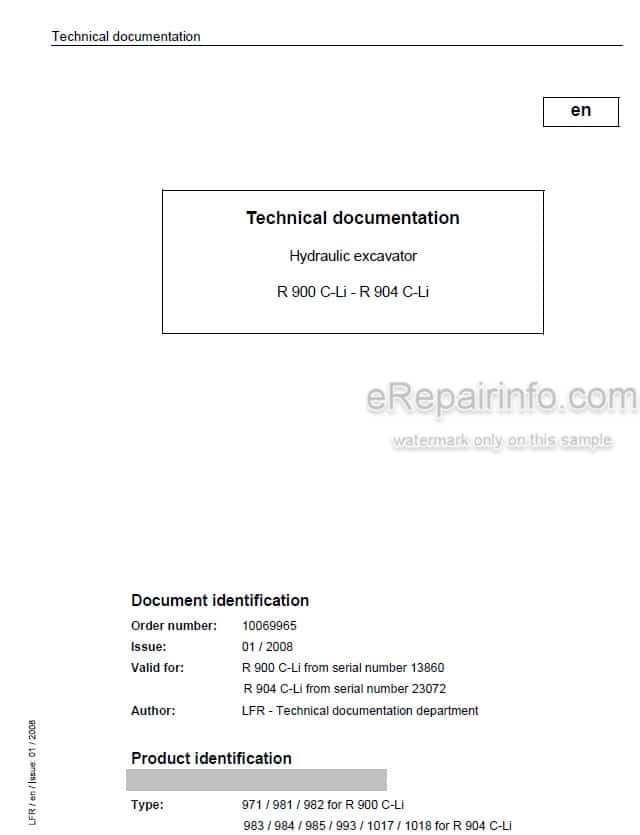 Photo 5 - Liebherr R900C R904C Litronic Service Manual Crawler Excavator