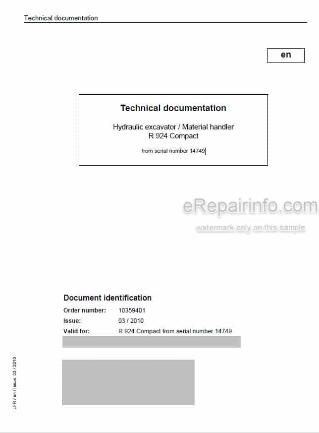 Photo 4 - Liebherr R924 Compact Service Manual Hydraulic Excavator