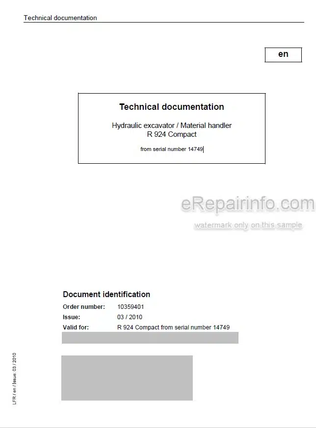 Photo 4 - Liebherr R924 Compact Service Manual Hydraulic Excavator