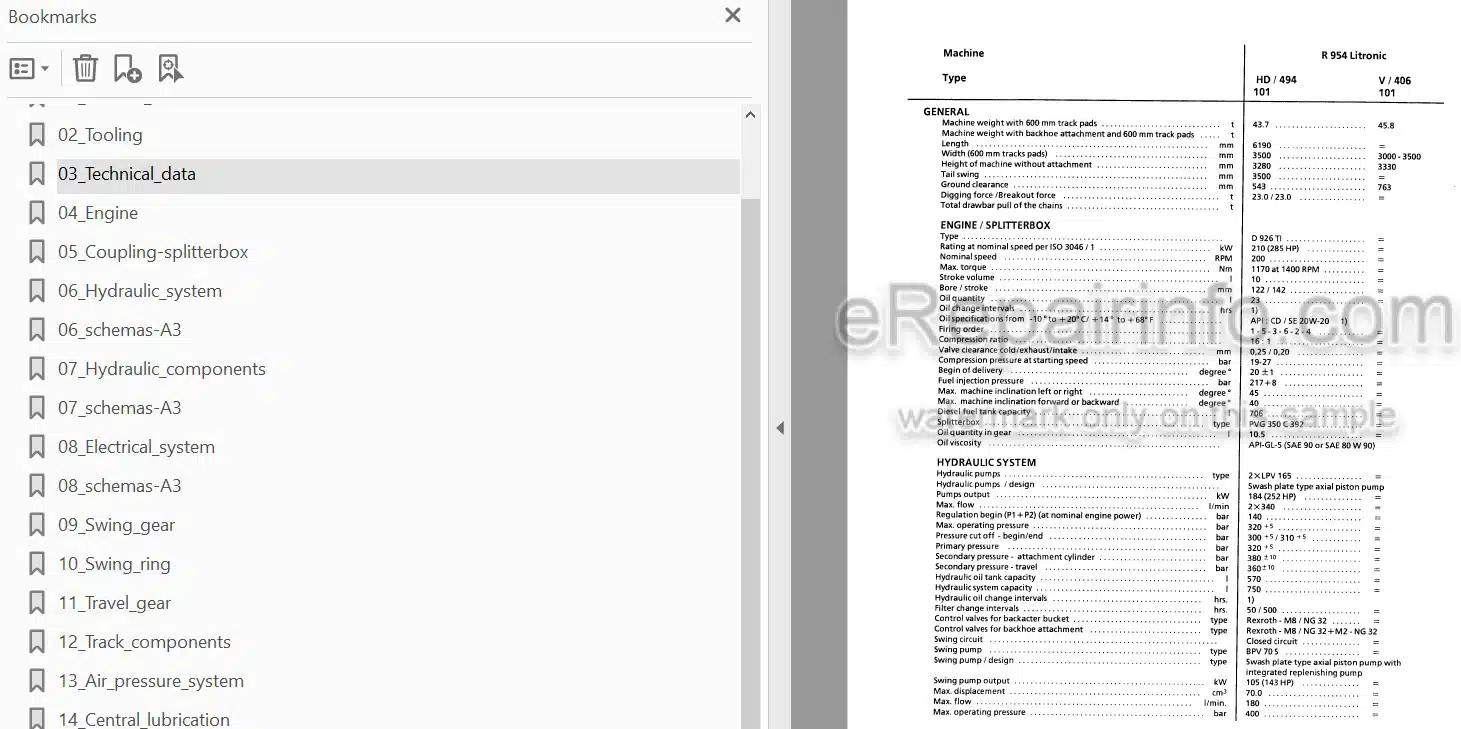 Photo 3 - Liebherr R954 R954B R954C R964 R964B R974B R984B R984C Litronic Service Manual Hydraulic Excavator