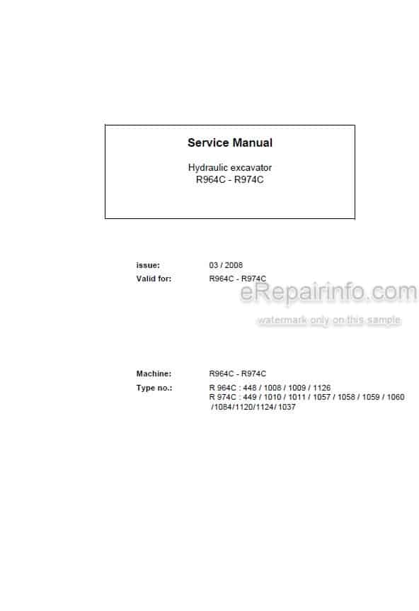 Photo 4 - Liebherr R964C R974C Service Manual Hydraulic Excavator