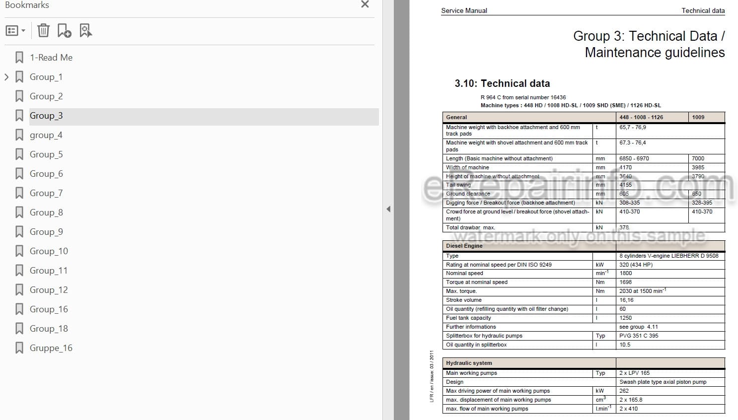 Photo 3 - Liebherr R964C R974C Service Manual Hydraulic Excavator