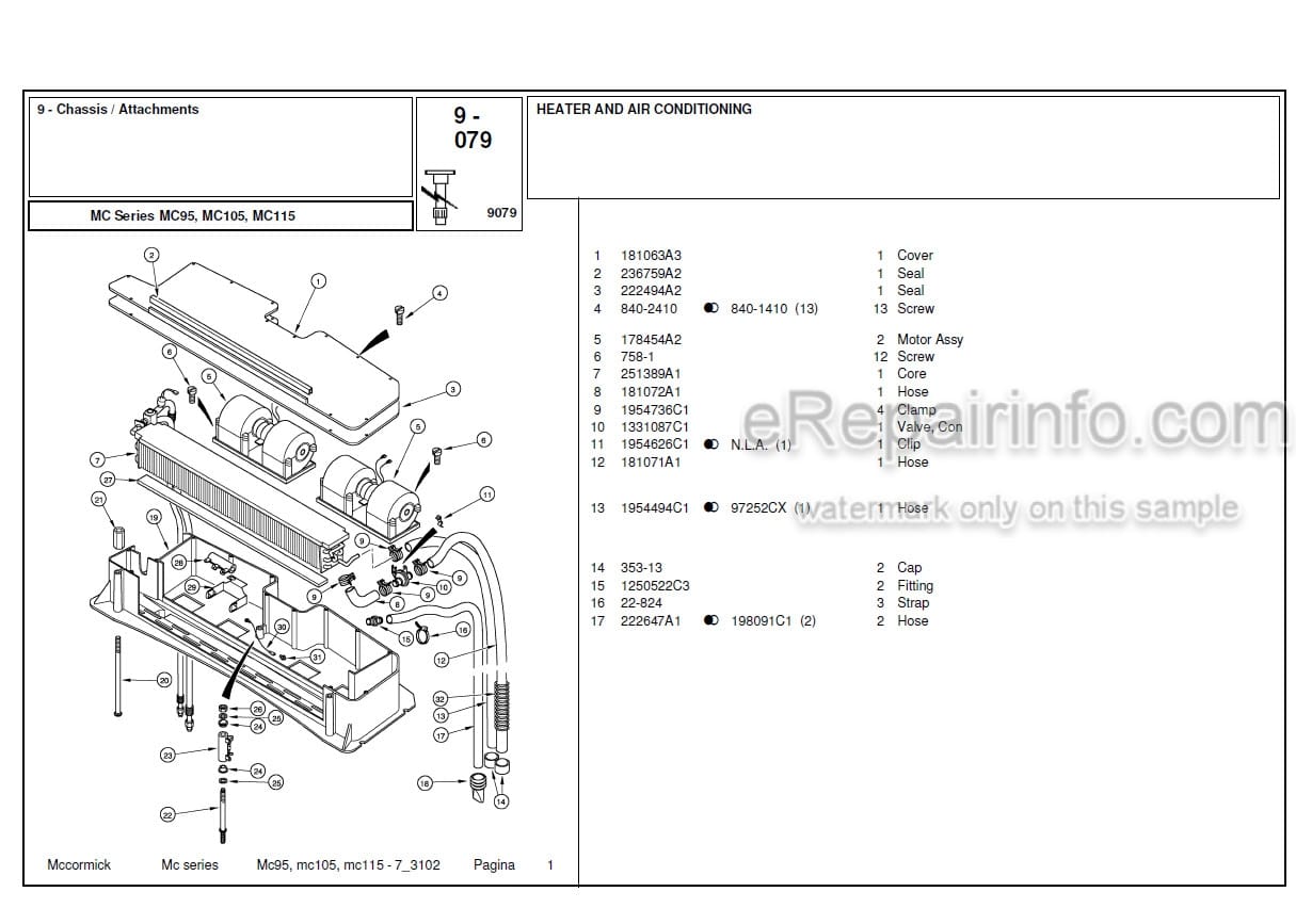 Photo 4 - McCormick MC95 MC105 MC115 Parts Manual Tractor