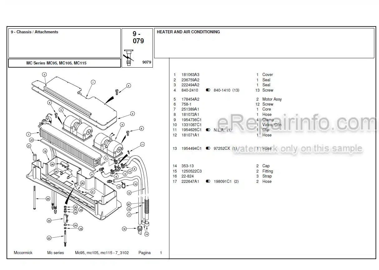 Photo 4 - McCormick MC95 MC105 MC115 Parts Manual Tractor