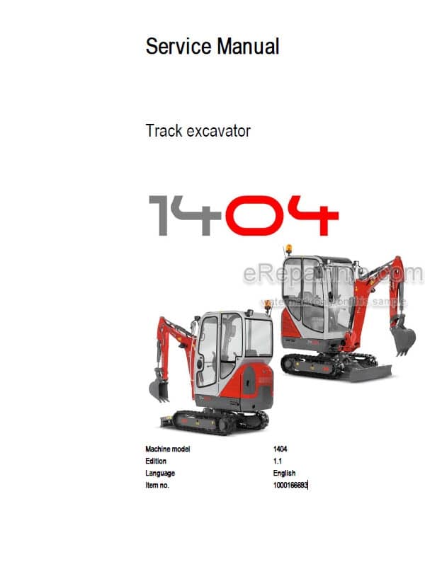 Photo 4 - Neuson 1404 Service Manual Compact Excavator 1000166693
