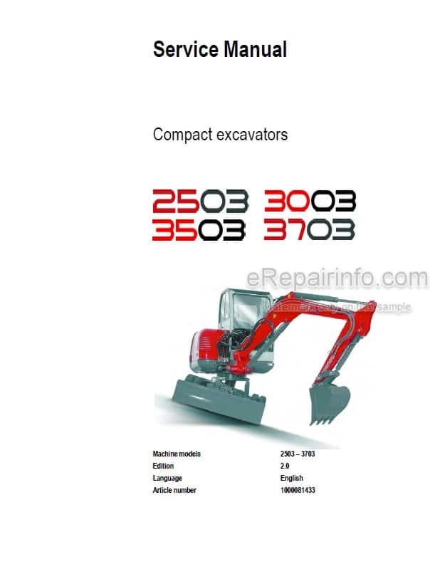Photo 4 - Neuson 2503 3003 3503 3703 Repair Manual Compact Excavator 1000081433