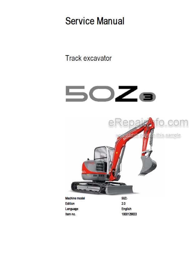 Photo 4 - Neuson 50Z3 Repair Manual Compact Excavator 1000129833