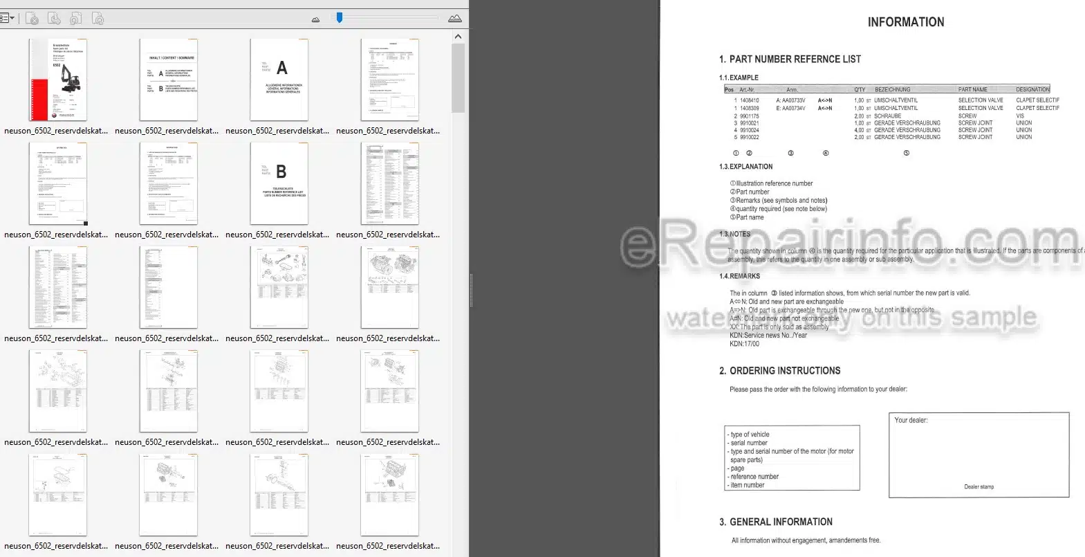 Photo 3 - Neuson 6502 Parts Catalog Excavator 1000126714