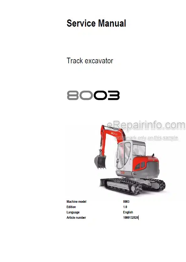 Photo 4 - Neuson 8003 Service Manual Compact Excavator 1000132826
