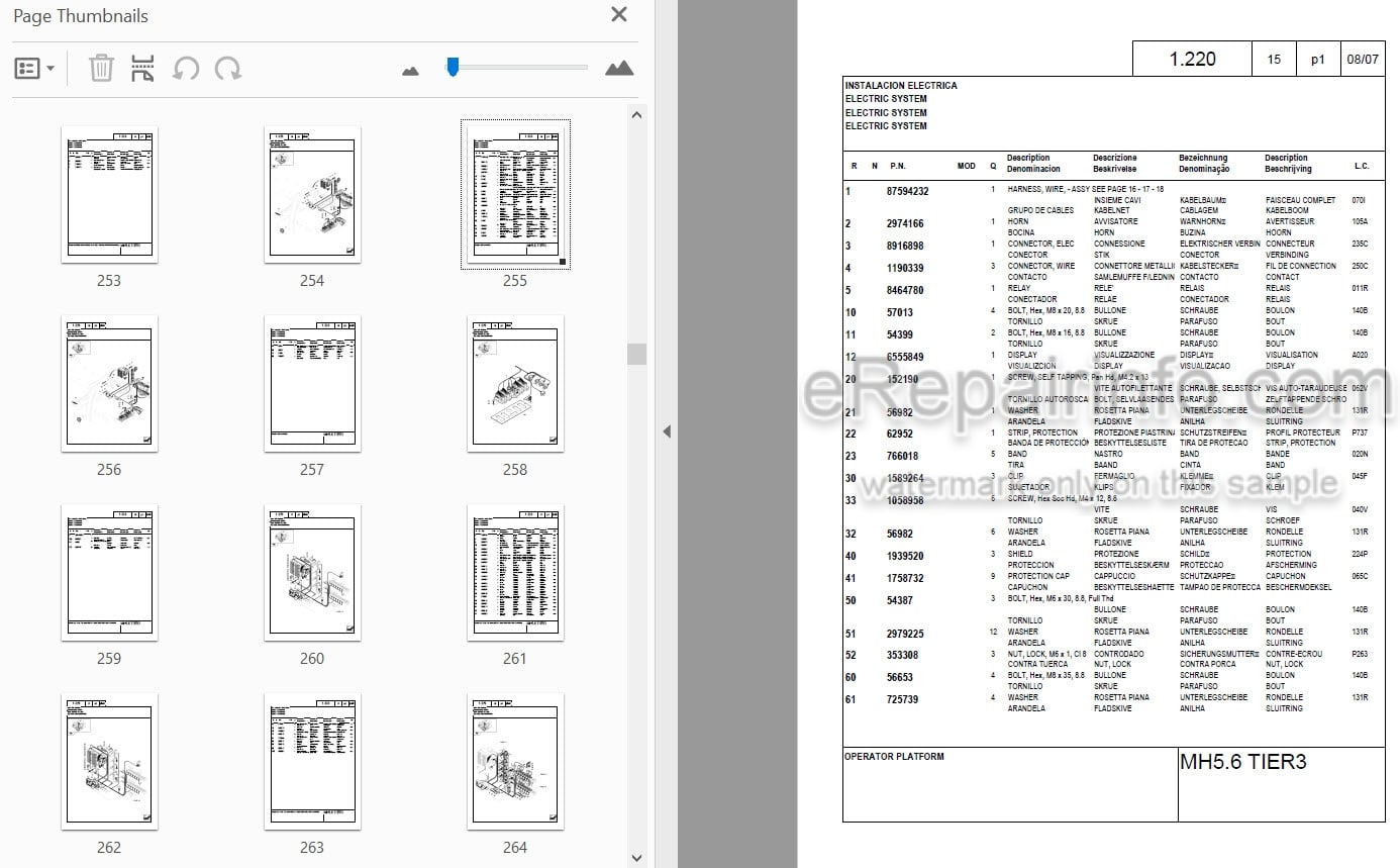 Photo 5 - New Holland MH5.6 Tier 3 Parts Catalog Wheel Excavator
