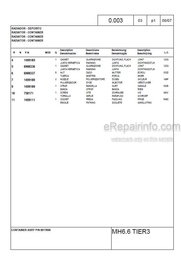 Photo 5 - New Holland MH6.6 Tier 3 Parts Catalog Wheel Excavator
