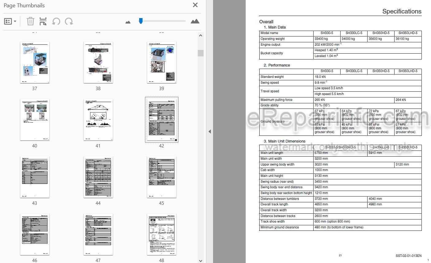 Photo 4 - Sumitomo SH330-5 SH330LC-5 SH350HD-5 SH350LHD-5 Repair Manual Hydraulic Excavator