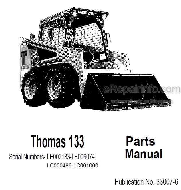 Photo 3 - Thomas 133 Parts Manual Skid Steer Loader 33007-6