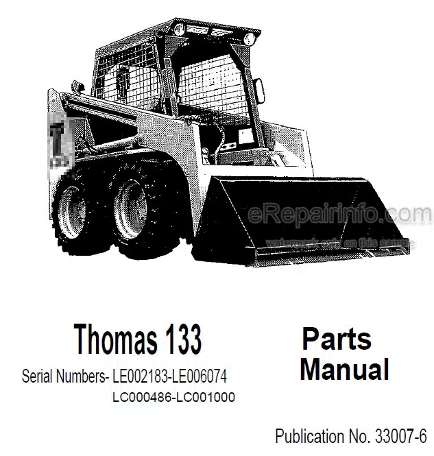 Photo 3 - Thomas 133 Parts Manual Skid Steer Loader 33007-6
