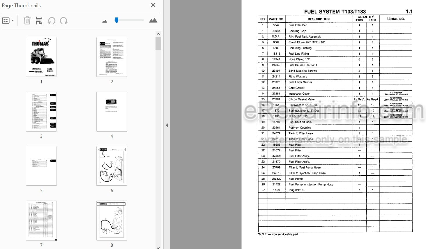 Photo 5 - Thomas 133 Parts Manual Skid Steer Loader 33007-6