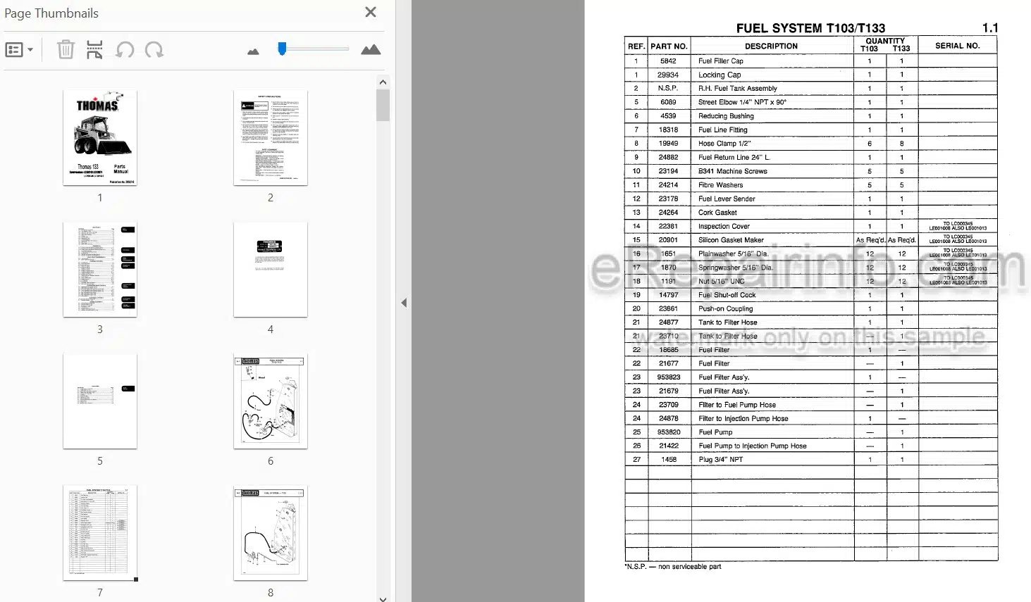 Photo 5 - Thomas 133 Parts Manual Skid Steer Loader 33007-6
