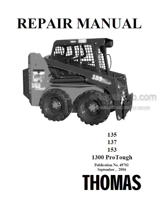 Photo 4 - Thomas 135 137 153 1300 Protough Repair Manual Skid Steer Loader 49702
