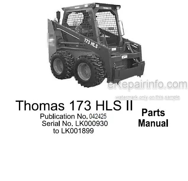 Photo 4 - Thomas 173 HLS II Parts Manual Skid Steer Loader 042425