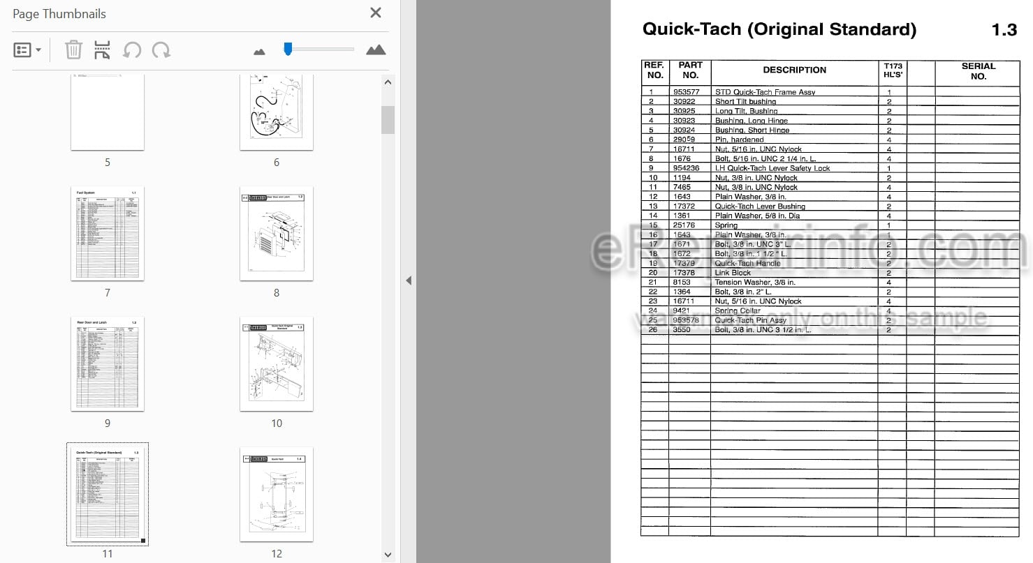 Photo 3 - Thomas 173 HLS II Parts Manual Skid Steer Loader 042425