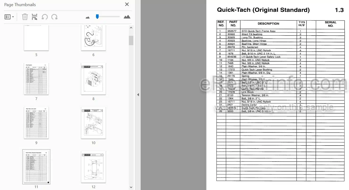 Photo 3 - Thomas 173 HLS II Parts Manual Skid Steer Loader 042425