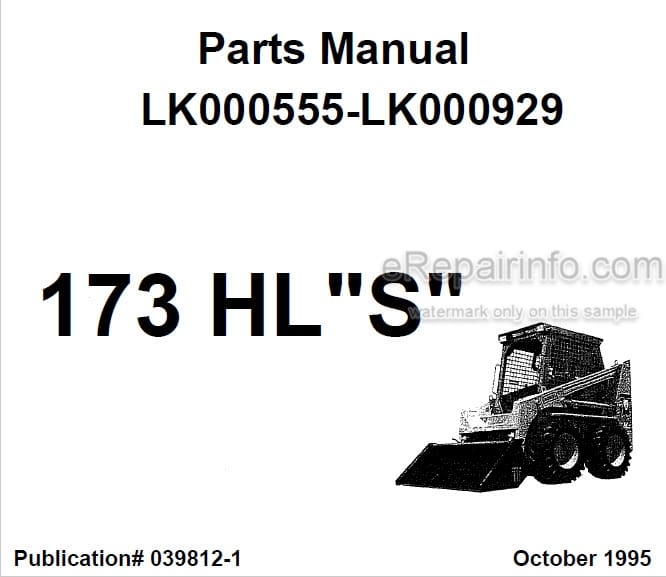 Photo 4 - Thomas 173 HLS Parts Manual Skid Steer Loader 039812-1