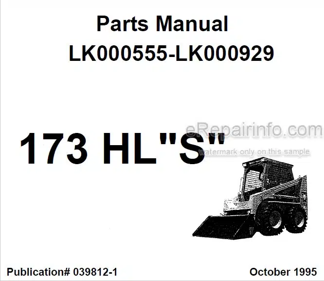 Photo 4 - Thomas 173 HLS Parts Manual Skid Steer Loader 039812-1