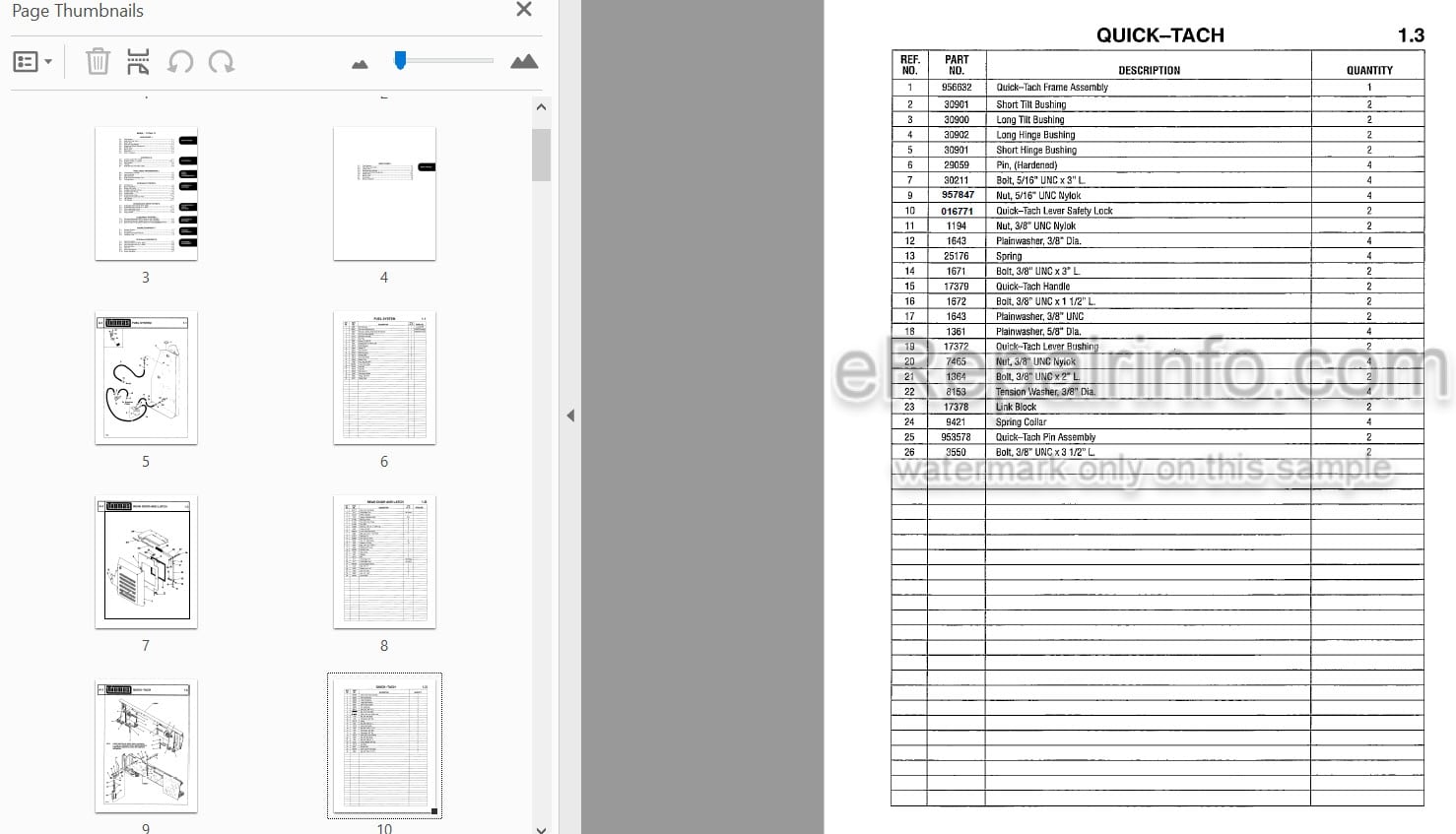 Photo 3 - Thomas 173 HLS Parts Manual Skid Steer Loader 039812-1