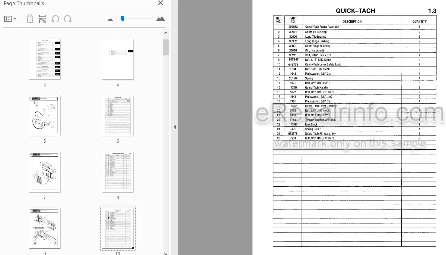 Photo 3 - Thomas 173 HLS Parts Manual Skid Steer Loader 039812-1