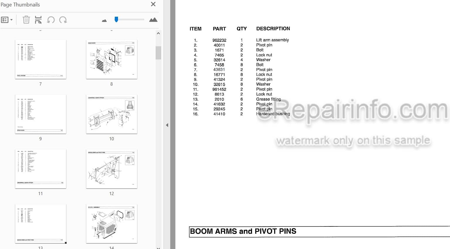 Photo 3 - Thomas 173 HLS Protough 1700 Parts Manual Skid Steer Loader 46848