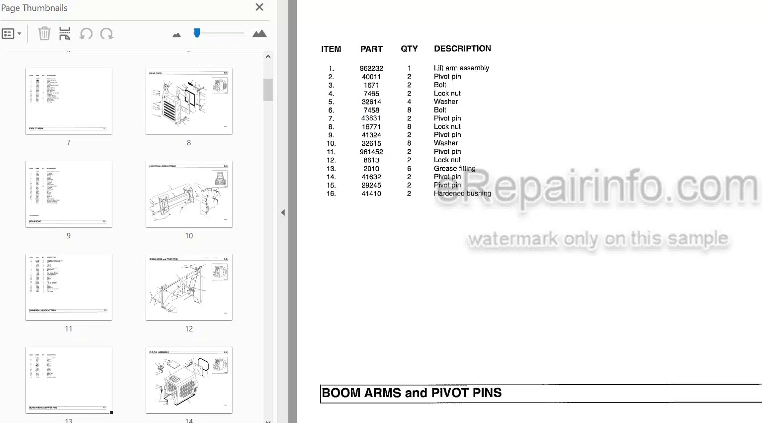 Photo 3 - Thomas 173 HLS Protough 1700 Parts Manual Skid Steer Loader 46848