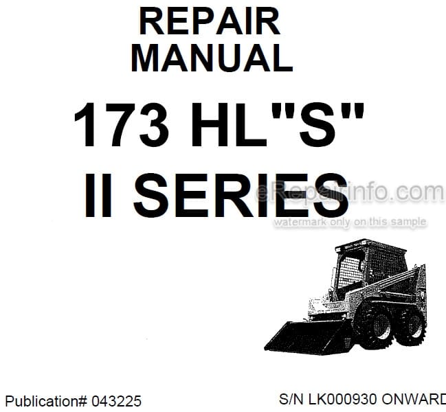 Photo 5 - Thomas 173 HL S II Series Repair Manual Skid Steer Loader 043225