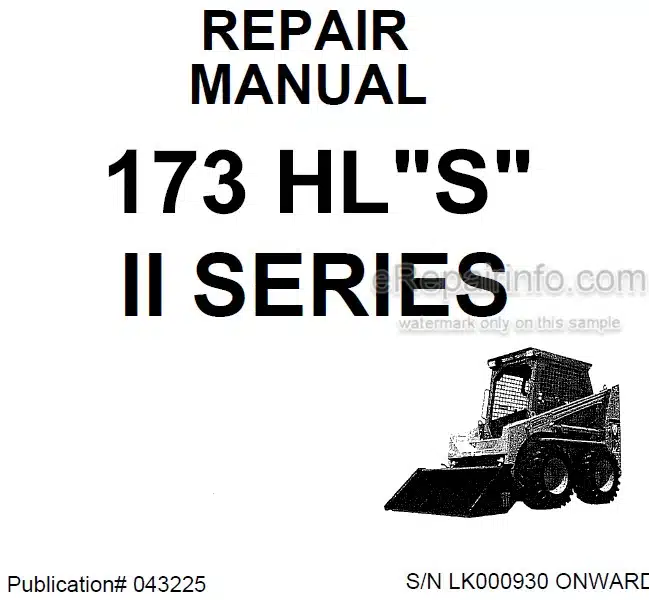 Photo 5 - Thomas 173 HL S II Series Repair Manual Skid Steer Loader 043225