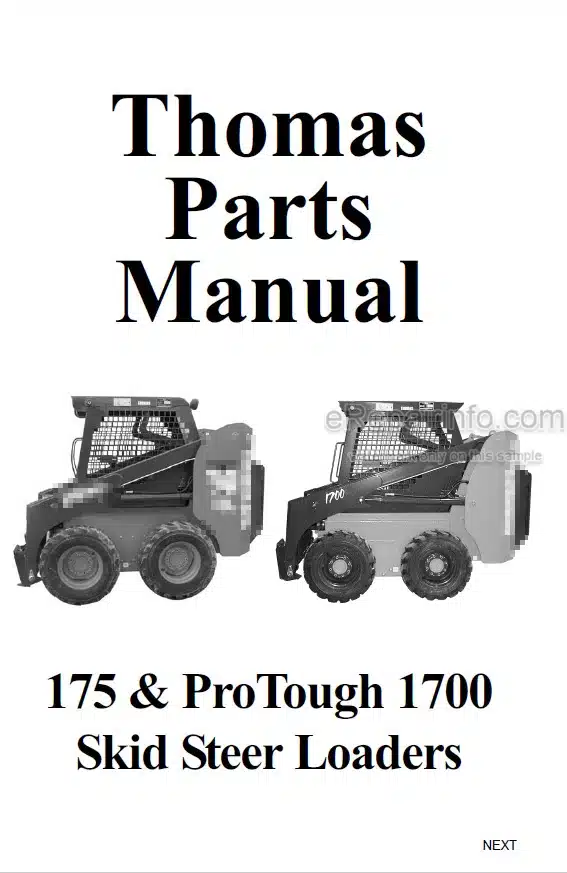 Photo 4 - Thomas 175 Protough 1700 Parts Manual Skid Steer Loader 048178SP