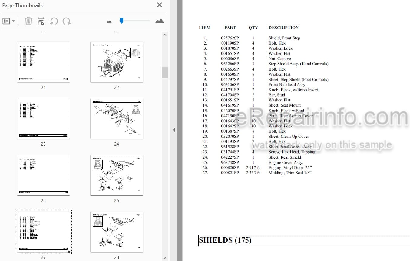 Photo 3 - Thomas 175 Protough 1700 Parts Manual Skid Steer Loader 048178SP