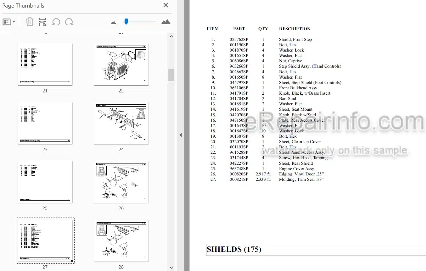 Photo 3 - Thomas 175 Protough 1700 Parts Manual Skid Steer Loader 048178SP
