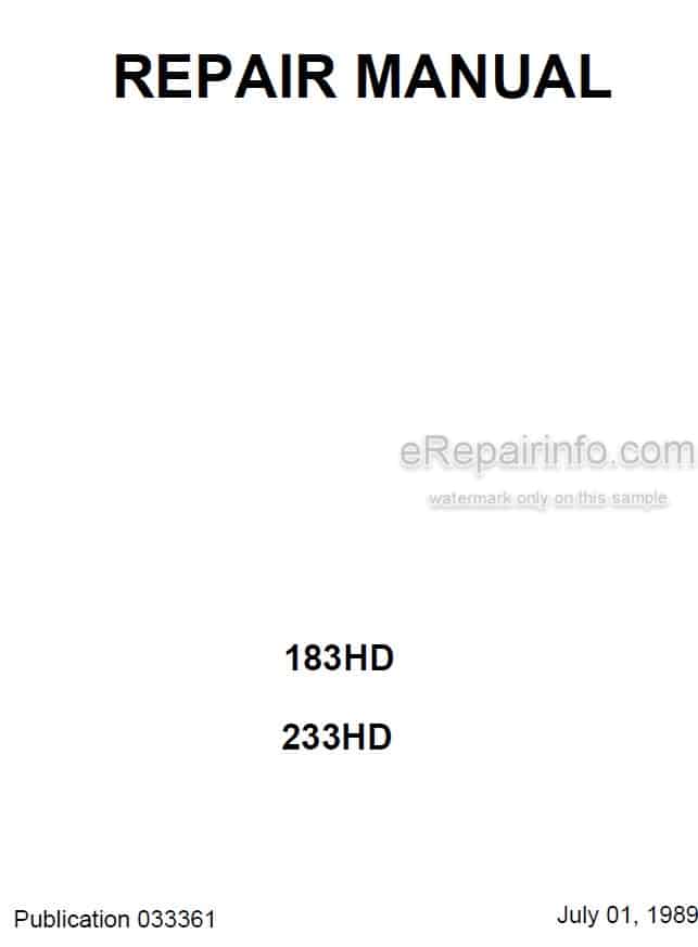 Photo 4 - Thomas 183HD 233HD Repair Manual Skid Steer Loader 033361