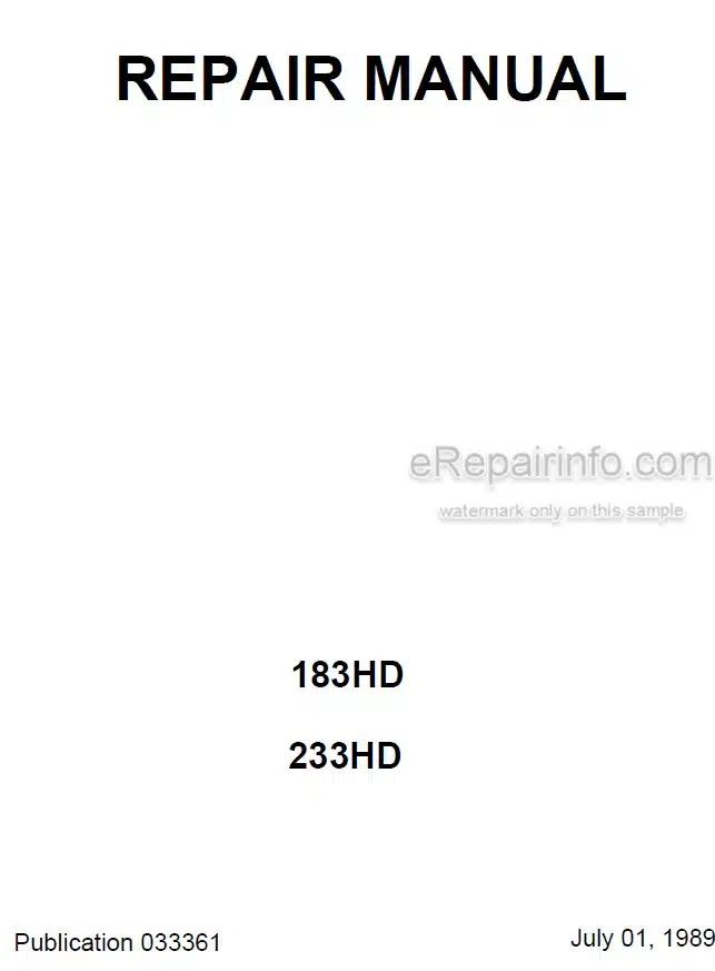 Photo 4 - Thomas 183HD 233HD Repair Manual Skid Steer Loader 033361