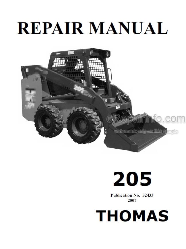 Photo 4 - Thomas 205 Repair Manual Skid Steer Loader 52433
