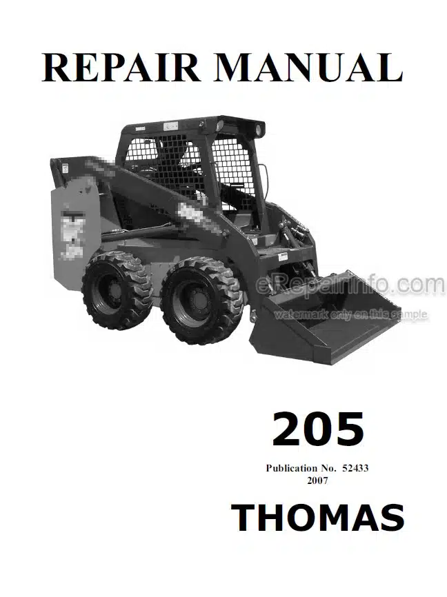Photo 4 - Thomas 205 Repair Manual Skid Steer Loader 52433
