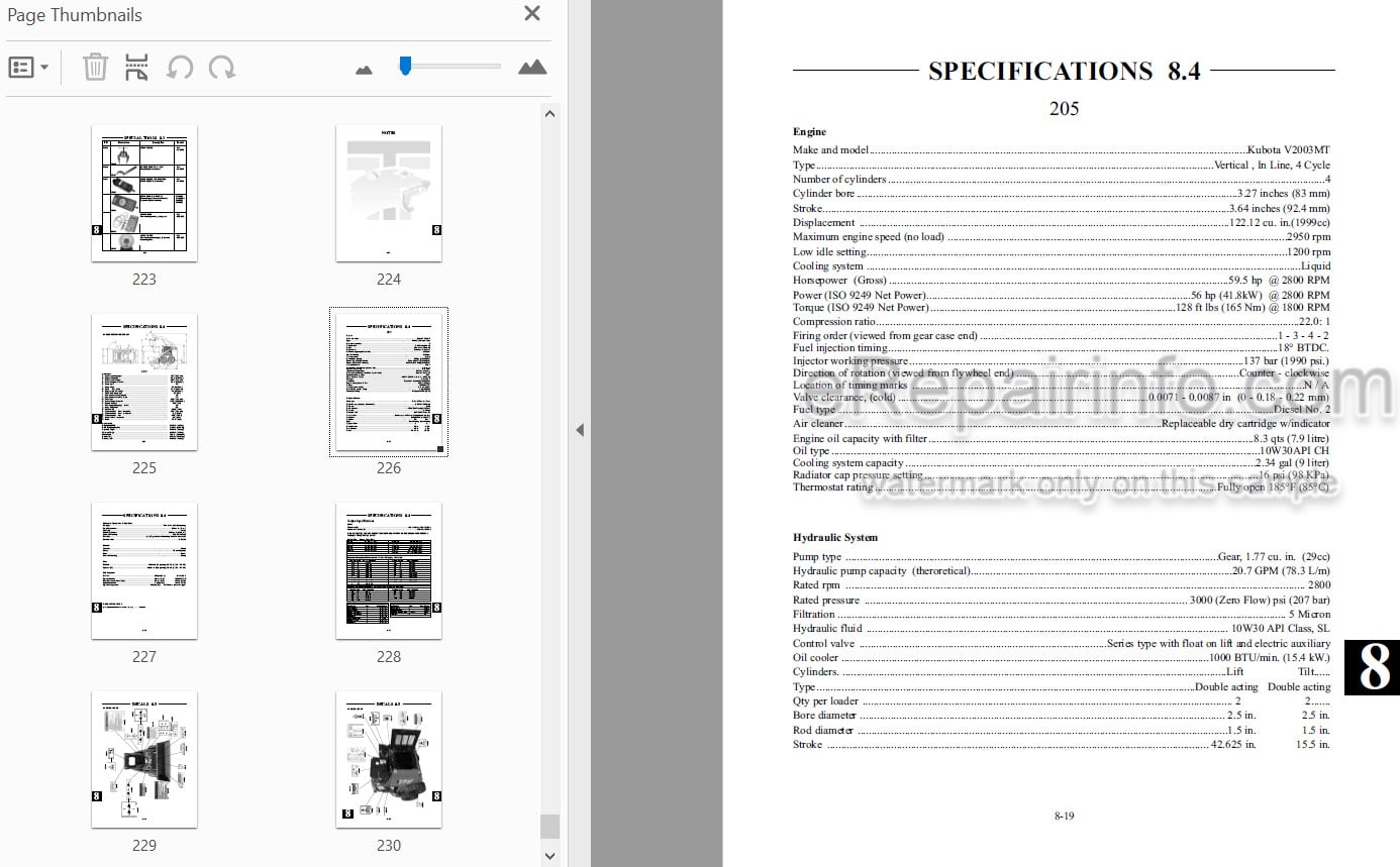 Photo 3 - Thomas 205 Repair Manual Skid Steer Loader 52433