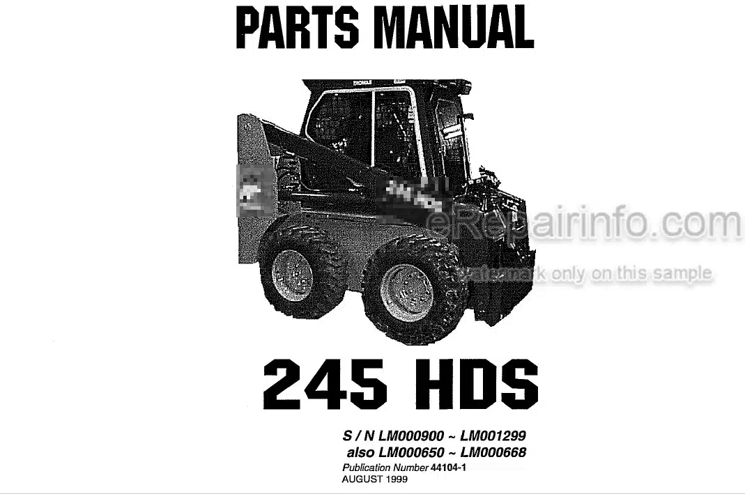 Photo 4 - Thomas 245HDS Parts Manual Skid Steer Loader 44104-1