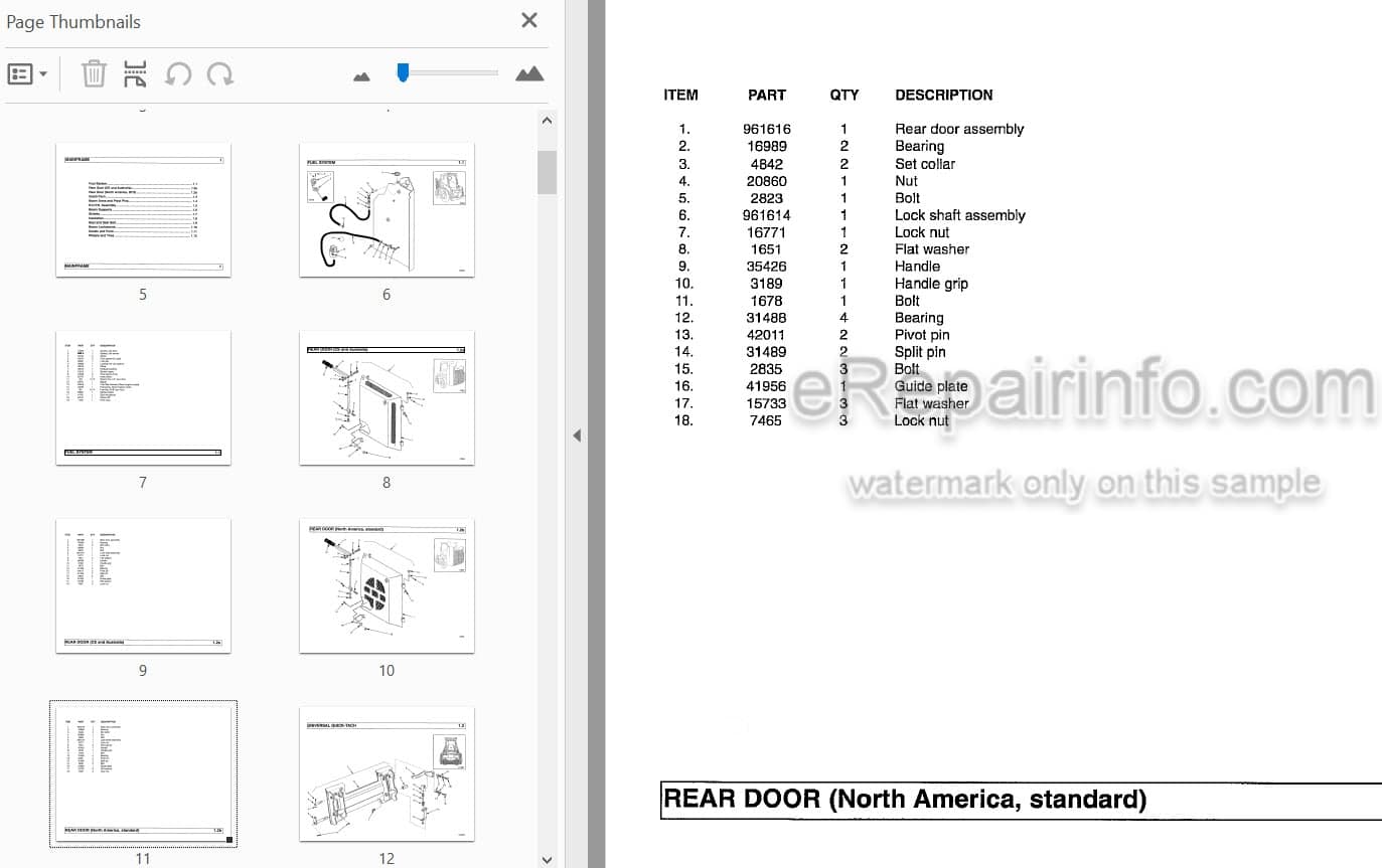 Photo 3 - Thomas 245HDS Parts Manual Skid Steer Loader 44104-1