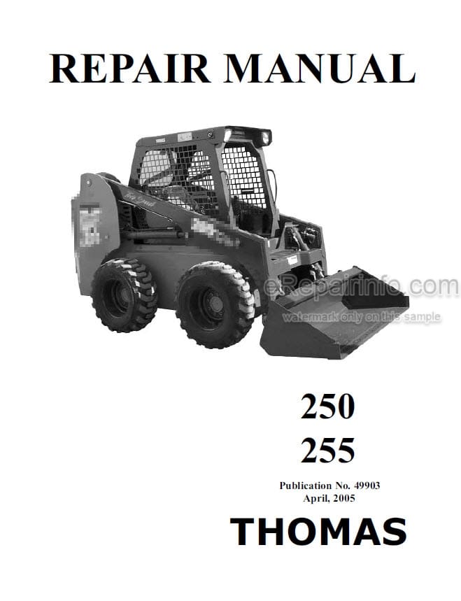 Photo 4 - Thomas 250 255 Repair Manual Skid Steer Loader 49903