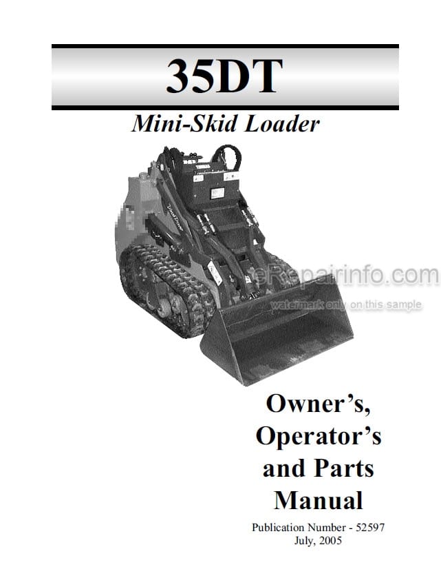 Photo 4 - Thomas 35DT Owners Operators And Parts manual Mini Skid Steer Loader 52597