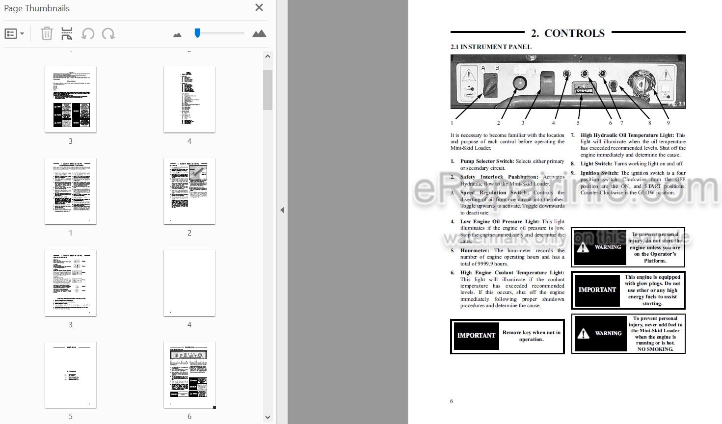 Photo 3 - Thomas 35DT Owners Operators And Parts manual Mini Skid Steer Loader 52597