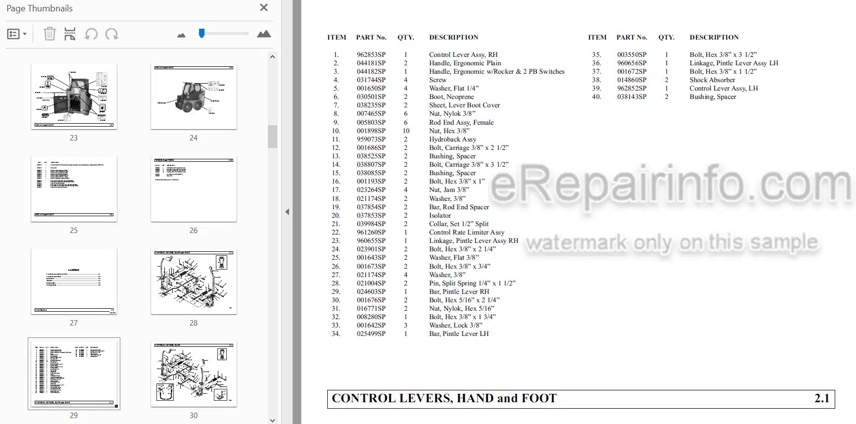 Photo 3 - Thomas 85 Parts Manual Skid Steer Loader 052745SP