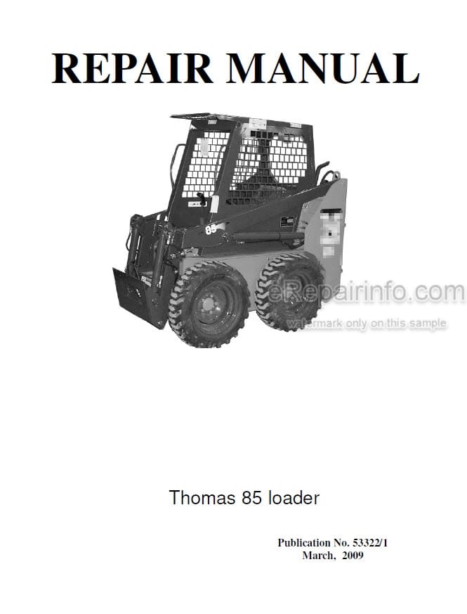 Photo 4 - Thomas 85 Repair Manual Skid Steer Loader 533221