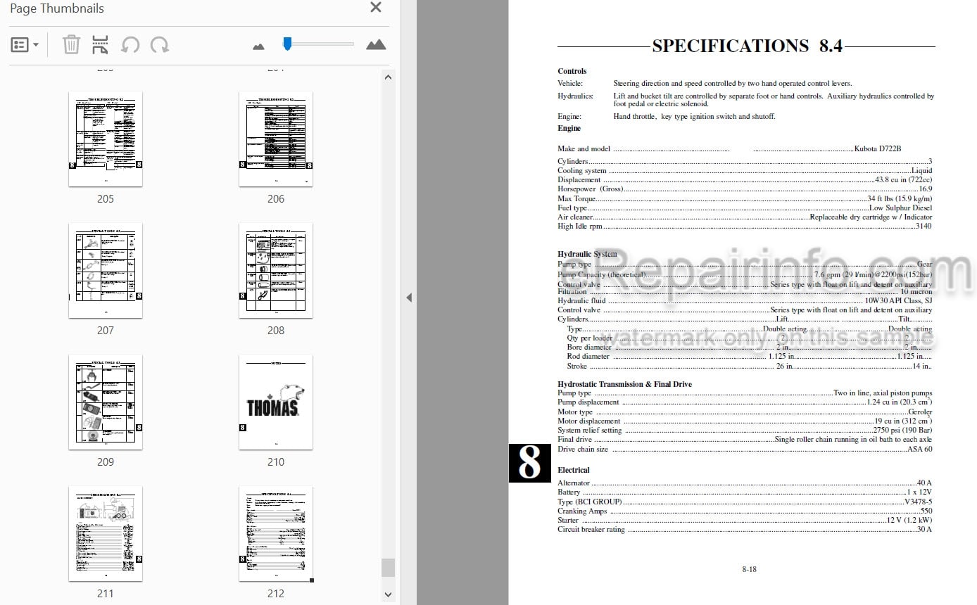 Photo 3 - Thomas 85 Repair Manual Skid Steer Loader 533221