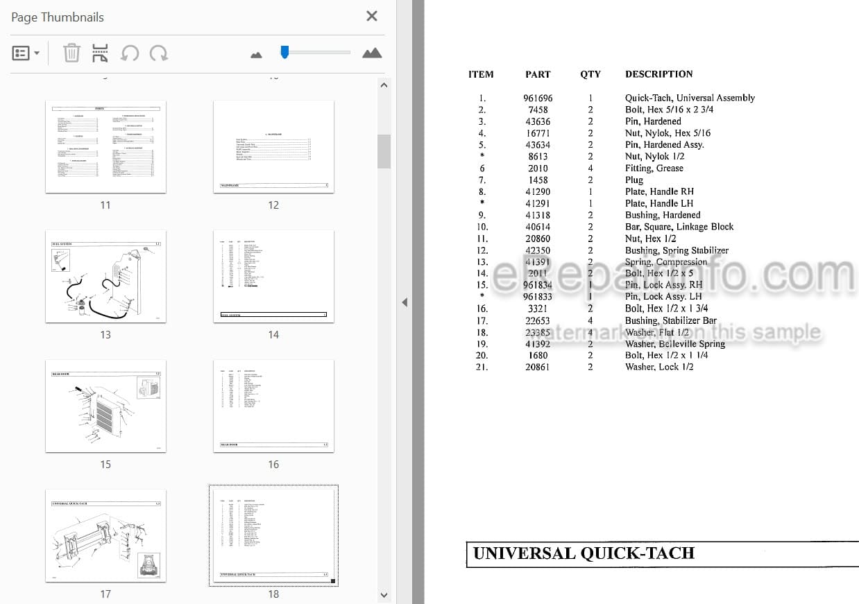 Photo 3 - Thomas T-225 Protough 2200 Parts Manual Skid Steer Loader 048574