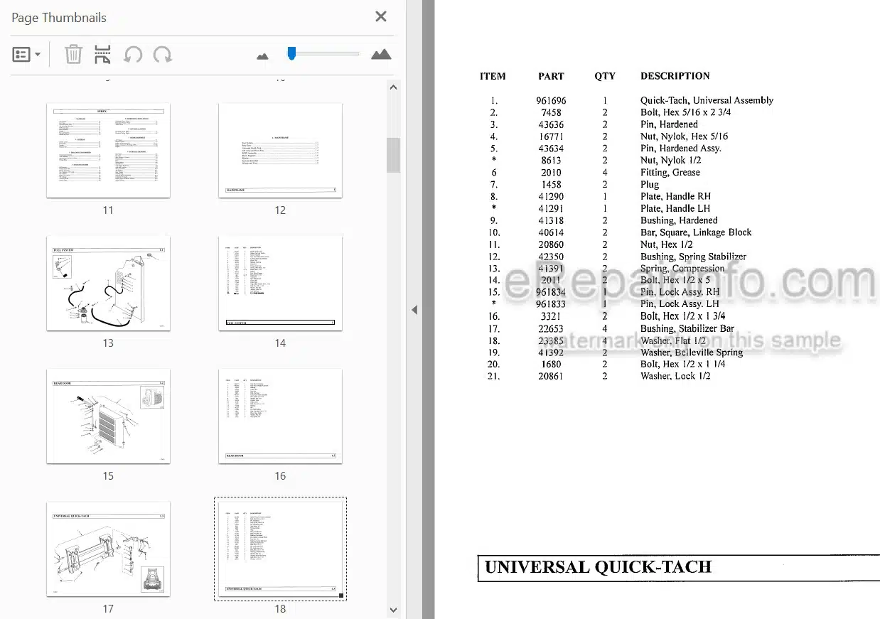 Photo 3 - Thomas T-225 Protough 2200 Parts Manual Skid Steer Loader 048574